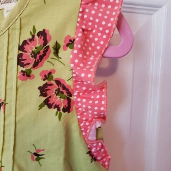 Matilda Jane Sz 6 Imagination Tunic Top Green Pink Floral Top with Ruffle NEW - Picture 4 of 9
